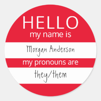 Sticker Rond BONJOUR Personnalisé Mon nom Pronounounes est