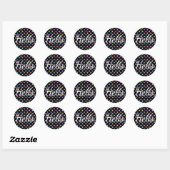 Sticker Rond Bonjour Pois (Feuille)