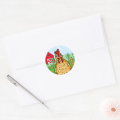 Sticker Rond Bonjour poulet | Dessin de dessin animé mignon (Enveloppe)