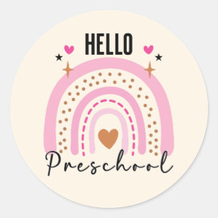 Sticker Rond Bonjour préscolaire Retour à l'école maternelle
