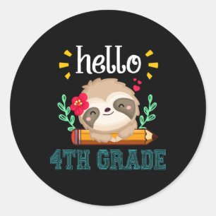 Sticker Rond Bonjour Quatrième Année Retour À L'École Mignonne