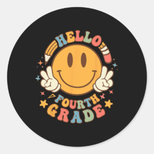 Sticker Rond Bonjour Quatrième Année Retour À L'École Super Ens