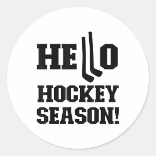 Sticker Rond Bonjour Saison De Hockey Double Bâtons De Hockey H