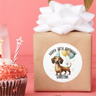 Sticker Rond bonjour saucisse chien dachshund amoureux des chie