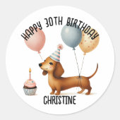 Sticker Rond bonjour saucisse chien dachshund amoureux des chie (Devant)