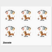 Sticker Rond bonjour saucisse chien dachshund amoureux des chie (Feuille)