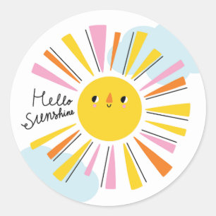 Sticker Rond Bonjour Sunshine Girl Baby shower