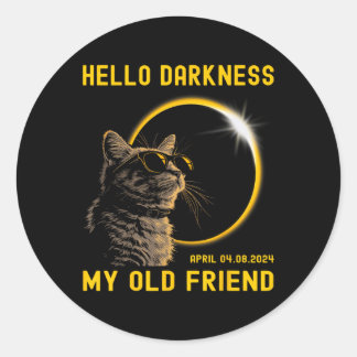 Sticker Rond Bonjour Ténèbres Mon Vieux Ami Chat Solaire Eclips