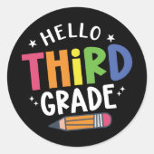 Sticker Rond Bonjour troisième année retour à l'école (Devant)