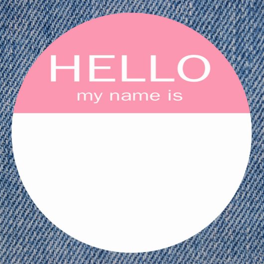 Sticker Rond Bonjour Unique Mon Nom Est - Bébé Rose