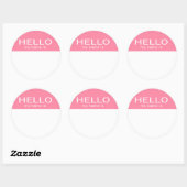 Sticker Rond Bonjour Unique Mon Nom Est - Bébé Rose (Feuille)