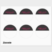 Sticker Rond Bonjour unique Mon nom est - rose sur noir (Feuille)