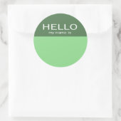 Sticker Rond Bonjour unique Mon nom est - Vert sur Vert (Sac)