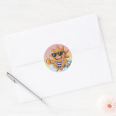 Sticker Rond Bonjour vacances d'été (Enveloppe)