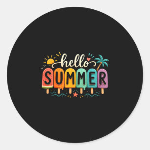 Sticker Rond Bonjour vacances d'été glace crème glacée lolly gl