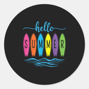 Sticker Rond Bonjour Vacances Été Vibes Chemise - Summer Beach 