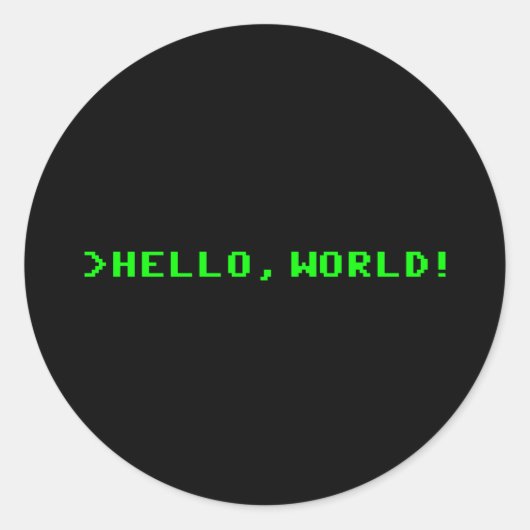Sticker Rond Bonjour World Computer Programming (Devant)