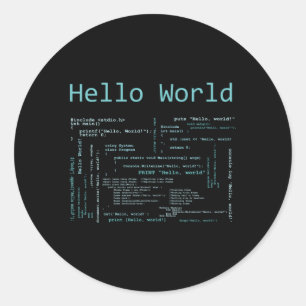 Sticker Rond Bonjour World Computer Programming Langues