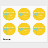 Sticker Rond BONJOURS D'ANNIVERSAIRE - Customisé (Feuille)