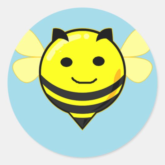 Sticker Rond Bonne abeille sur bleu (Devant)