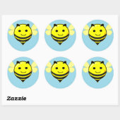Sticker Rond Bonne abeille sur bleu (Feuille)