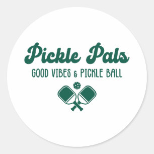Sticker Rond Bonne ambiance et amis de pickle ball drôle sporti