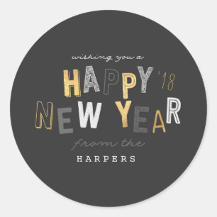 STICKER ROND BONNE ANNÉE