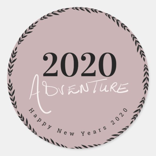 Sticker Rond Bonne année 2020 lettrage à la main script favori (Devant)