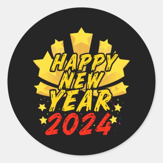 Sticker Rond Bonne année 2024 (Devant)