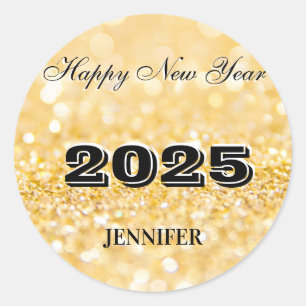 Sticker Rond Bonne année 2025 Chic Custom Gold Business