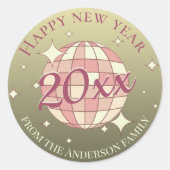 Sticker Rond Bonne année 2025 or rose (Devant)