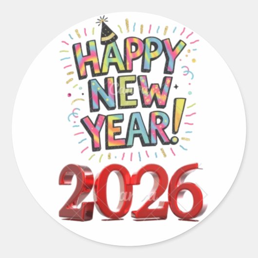 Sticker Rond bonne année 2026 (Devant)
