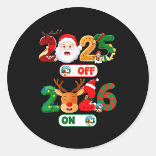 Sticker Rond Bonne année 2026 Au revoir 2025 Bonjour 2026 Noël