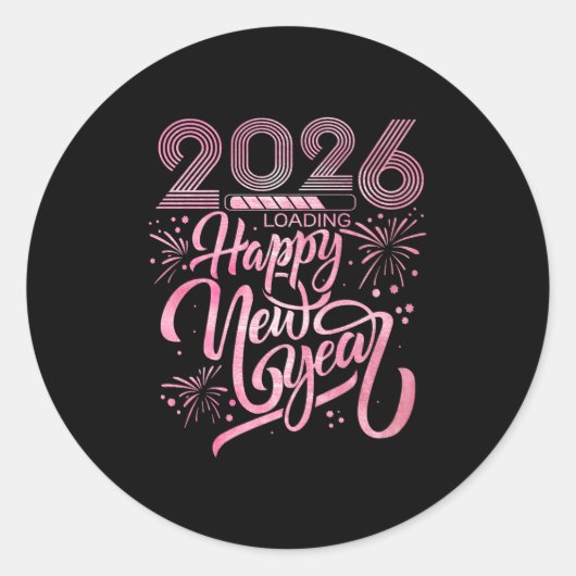Sticker Rond Bonne année 2026 Chargement Fireworks Premium (Devant)
