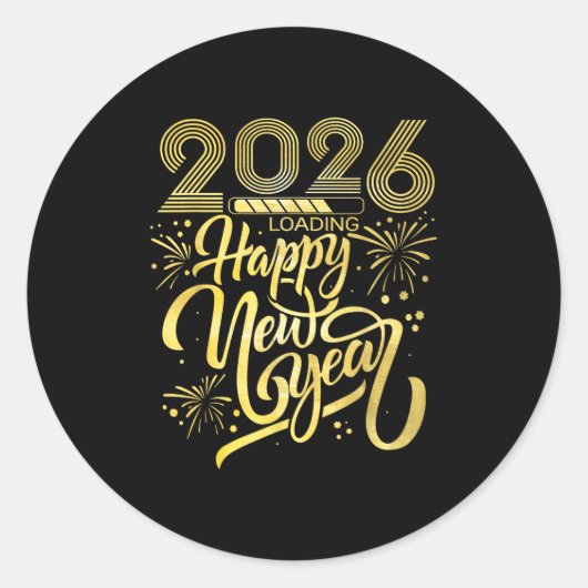 Sticker Rond Bonne année 2026 Fireworks Chargement (Devant)