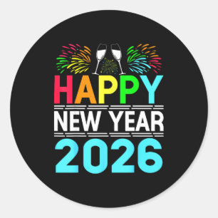 Sticker Rond Bonne année 2026 Nye Party - Drôle de nouvel an