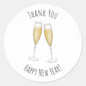 Sticker Rond Bonne année aquarelle Champagne Merci (Devant)