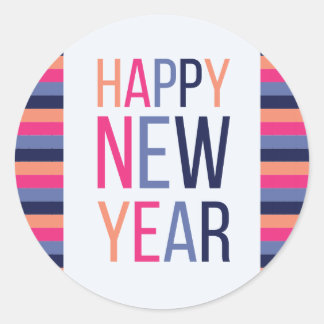 Sticker Rond Bonne année Bright Stripe