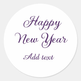 Sticker Rond Bonne année calligraphie violette simple minimalis