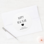 Sticker Rond Bonne année | Coeur noir et blanc mignon (Enveloppe)