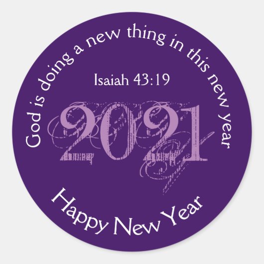 Sticker Rond Bonne année | DIEU FAISANT UNE NOUVELLE CHOSE | 20 (Devant)