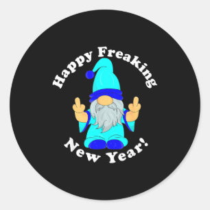 Sticker Rond Bonne année folle, Eve du Nouvel An Funny Mpy