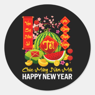 Sticker Rond Bonne année lunaire vietnamienne Chuc Mung Nam Moi