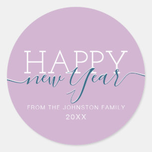 Sticker Rond Bonne année moderne lilas violet