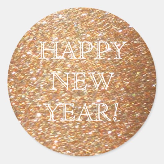 Sticker Rond Bonne année ! Parties scintillant de cuivre (Devant)