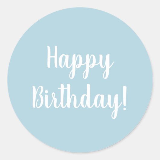 Sticker Rond Bonne Anniversaire Bleu clair Typographie blanche (Devant)