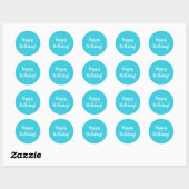 Sticker Rond Bonne Anniversaire Turquoise Typographie blanche (Feuille)