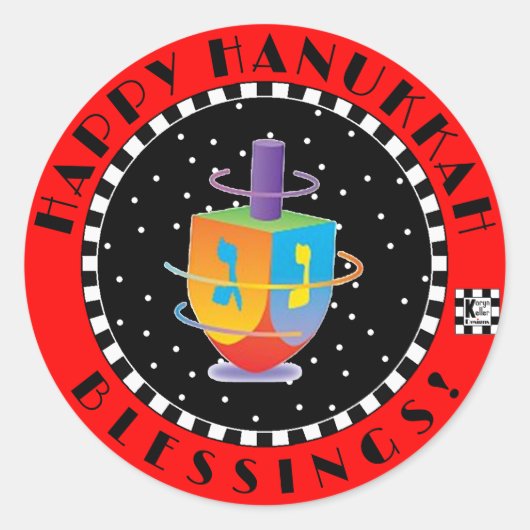 Sticker Rond Bonne Bénédiction Hanoukka ! (Devant)
