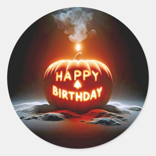 Sticker Rond Bonne bougie Jack-o-lanterne pour anniversaire (Devant)