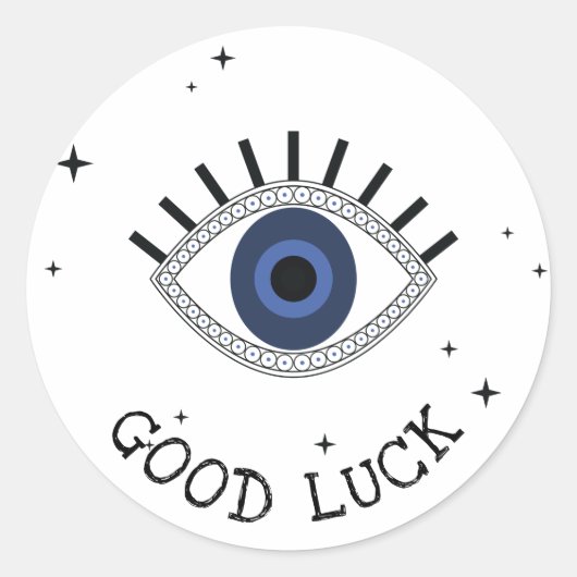 Sticker Rond Bonne chance bleu oeil talisman, mal protection de (Devant)